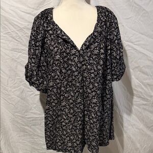 Angels Black Floral Peasant Tunic